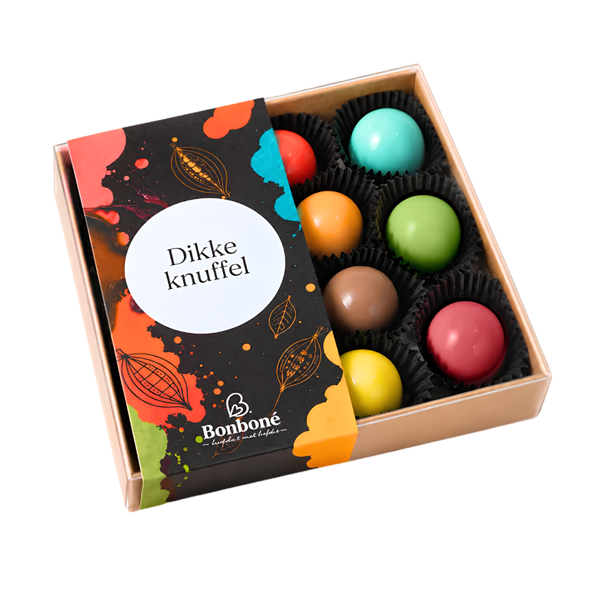 Luxe chocolade bonbons 12 stuks - 10 thema's en sleeves