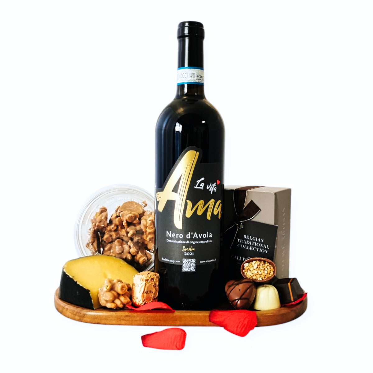 Wijn en chocolade borrelbox