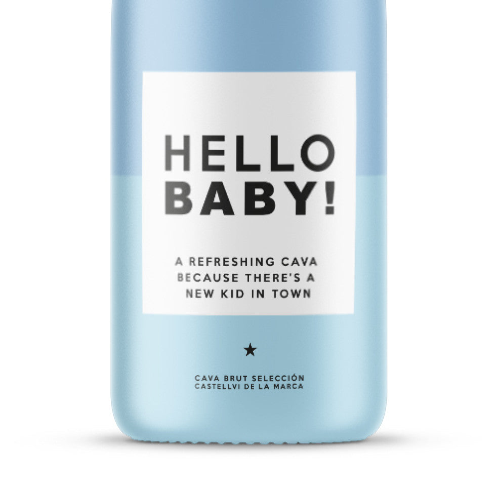 MessageBottle Cava Hello Baby Blauw