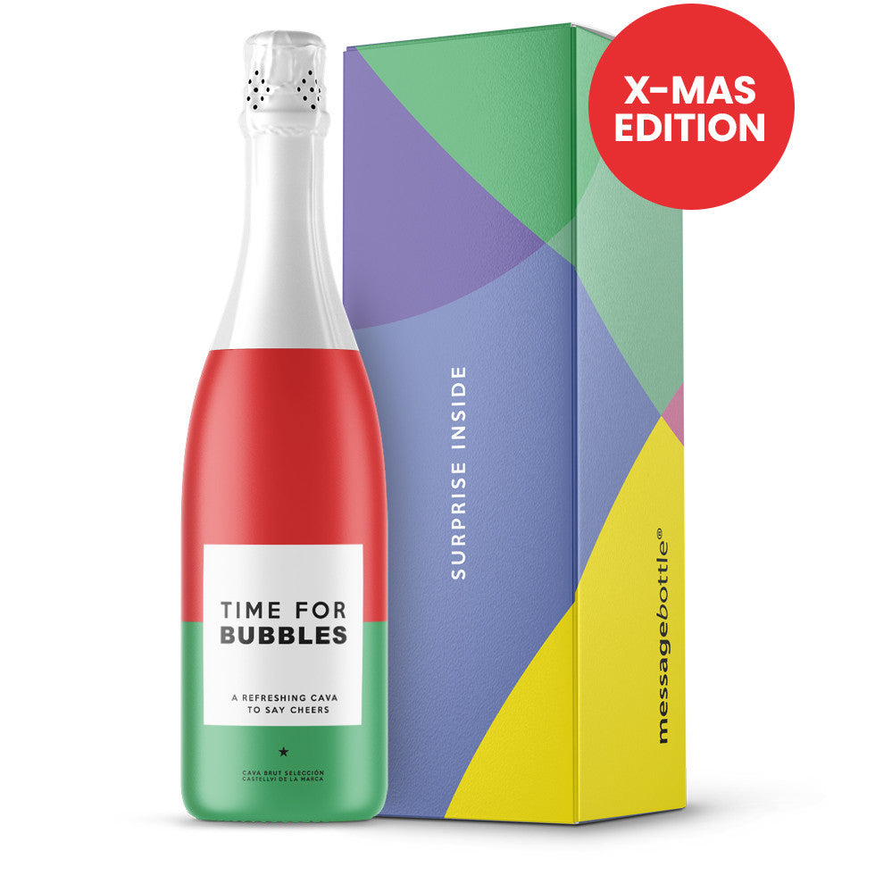 MessageBottle Cava Christmas Time For Bubbles
