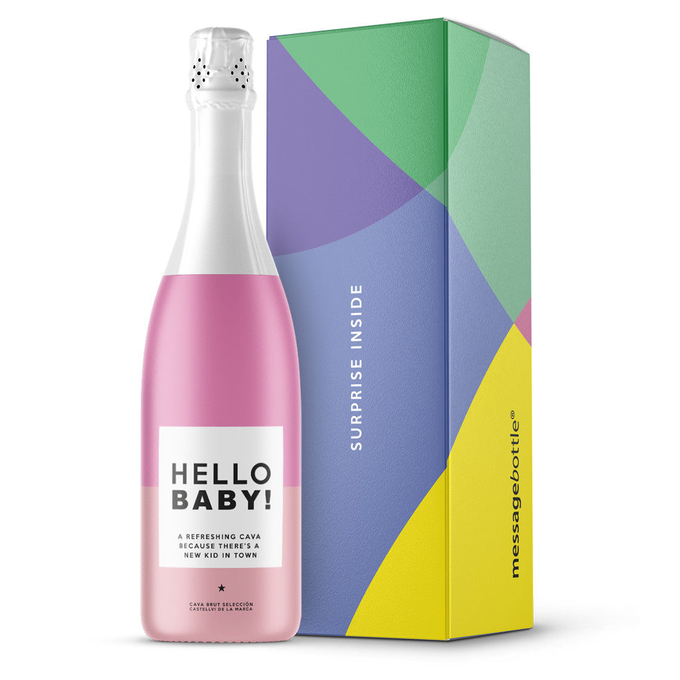 MessageBottle Cava Hello Baby Roze