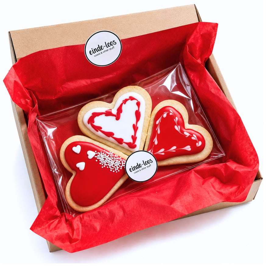 Koekjes in hartjesvorm – 3 Hartjes in brievenbuscadeau