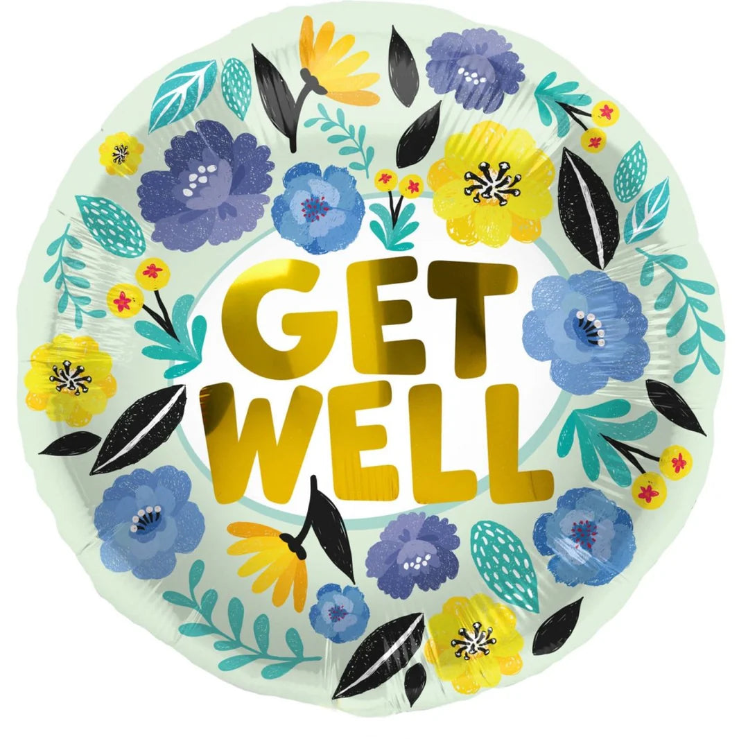 Helium Ballon Get Well Bloemen - 45cm