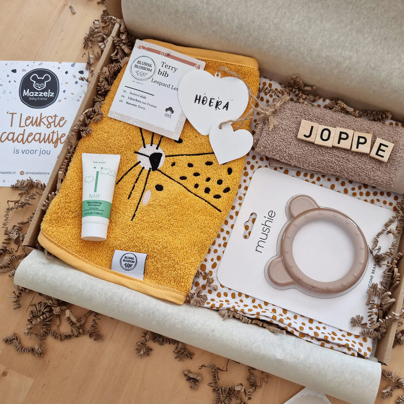Kraamcadeau Box Neutraal - Luipaard Middel