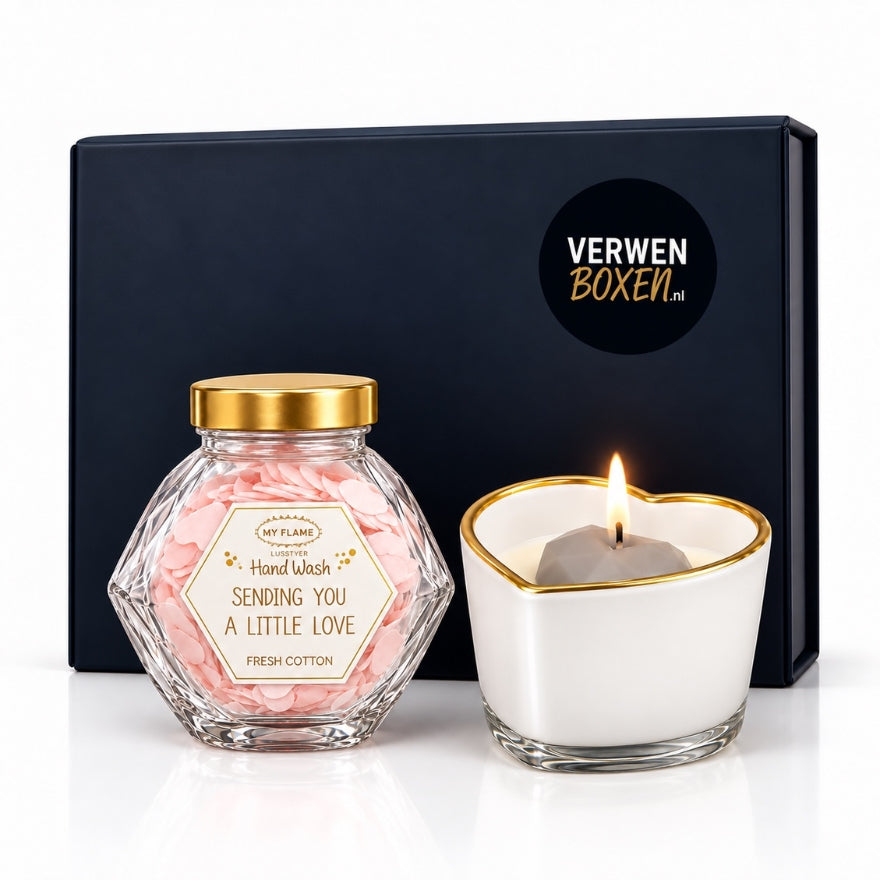 luxe Cadeaupakket voor Haar met Handzeep & Hartvormige Geurkaars